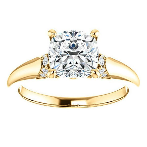 1.8Carat -7.0mm Cushion Moissanite Accented Engagement Ring - Picture 6 of 15